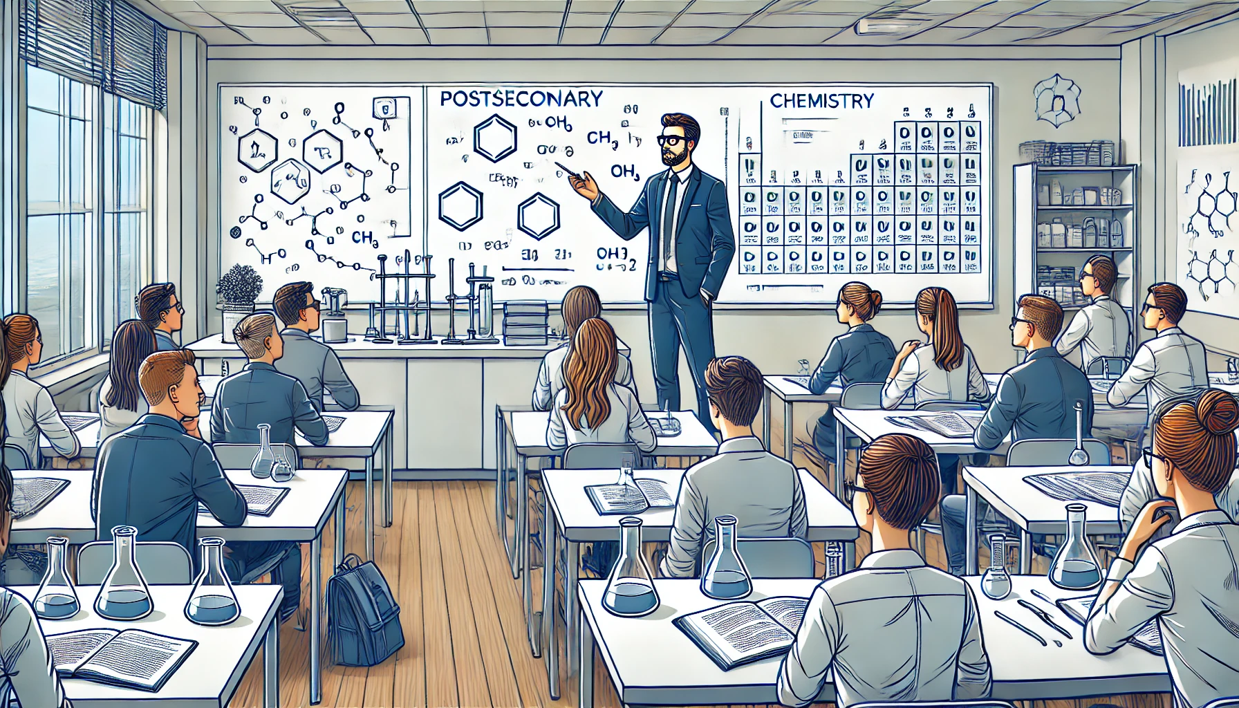 A visual image of a Chemistry Teachers, Postsecondary at work for Job Description article